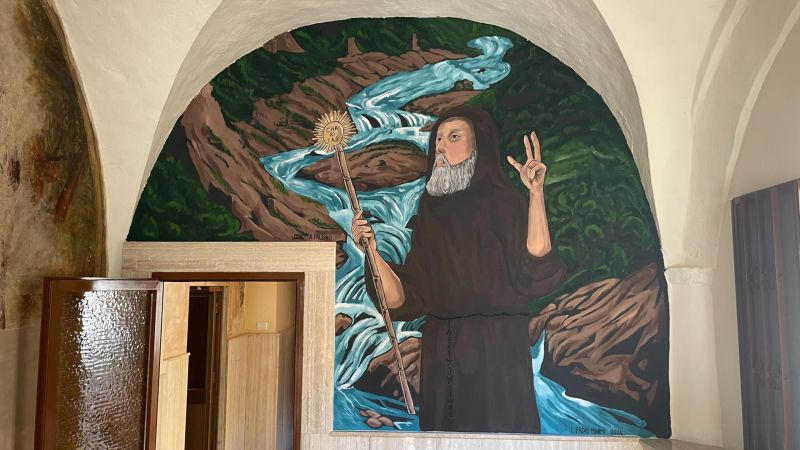 Dipinto Il miracolo dellAcqua di S. Francesco a Corigliano realizzato dallartista Antonio Paldino 22 08 24 scaled 2fb97263 - Il miracolo dell'Acqua di San Francesco a Corigliano diventa un dipinto - 1 Il miracolo dell’Acqua di San Francesco a Corigliano diventa un dipinto