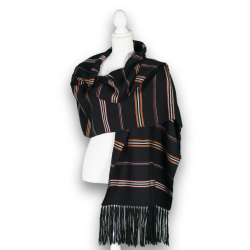 Vancale nero ordito in cotone con trama in cashmere e disegno in seta e lurex