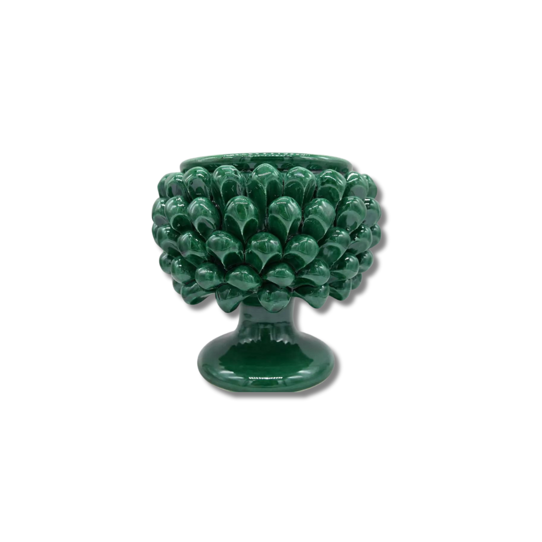 Acquista online Pigna portavaso verde realizzato a mano – Ceramica di Seminara