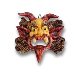Maschera apotropaica demone grande con lingua realizzata a mano – Ceramica di Seminara