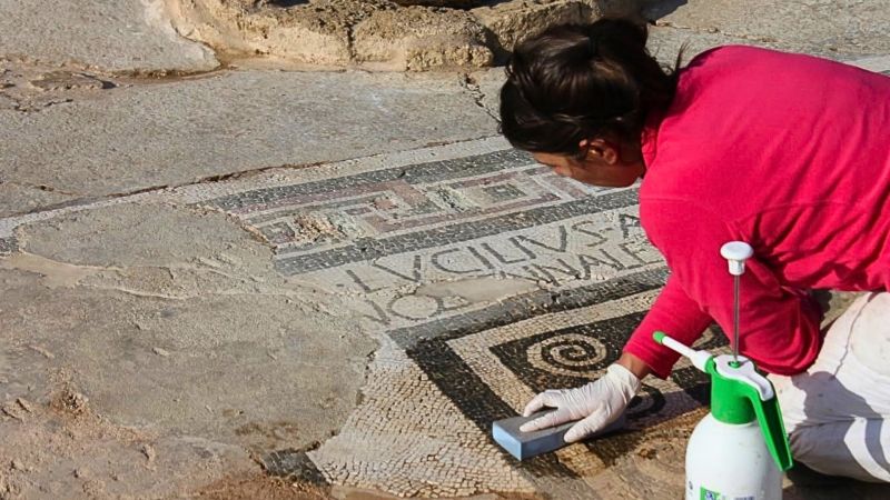 Parco di Capo Colonna, riapre il Balneum con il Mosaico dei Delfini