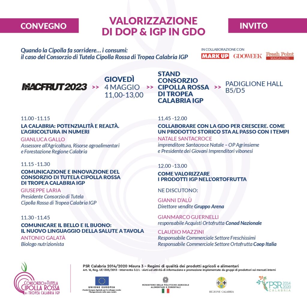 CONSORZIO INVITOCONVEGNO 040523 2 - Cipolla Rossa di Tropea protagonista a MacFrut - 3 CONSORZIO INVITOCONVEGNO 040523 2 - Meraviglie di Calabria - 2