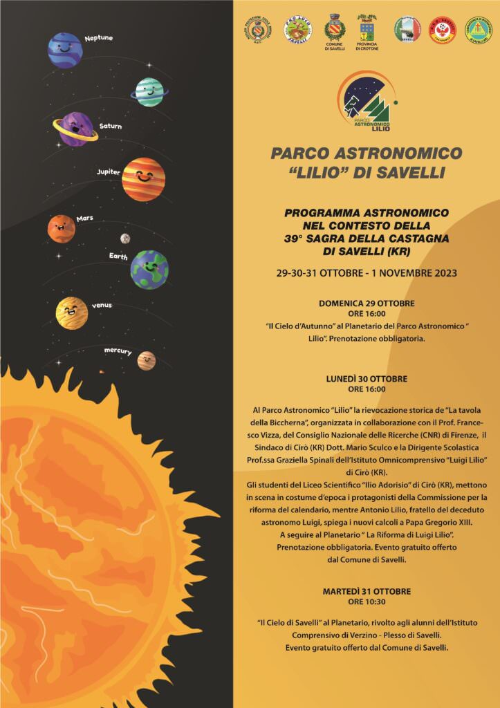 locandinan 1 - A Savelli l'autunno si fa inedito, osservazioni dal Parco Astronomico Lilio - 9 locandinan 1 - Meraviglie di Calabria - 8