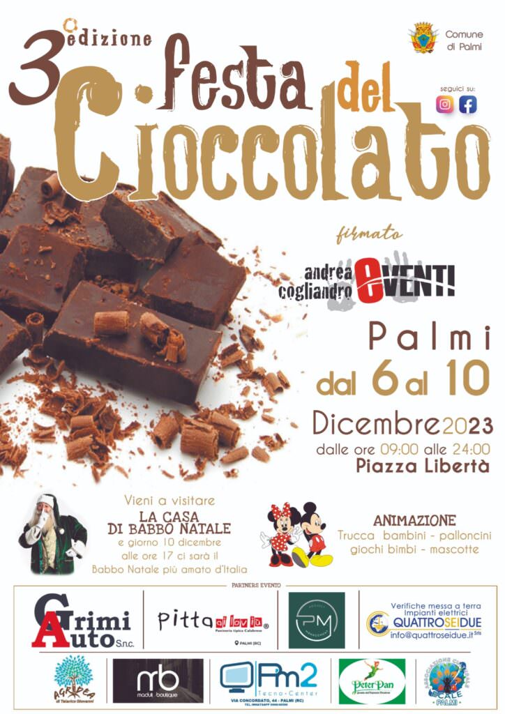 locandinapalmi - Artigianale e d'eccellenza, è la Festa del Cioccolato a Palmi - 7 locandinapalmi - Meraviglie di Calabria - 6