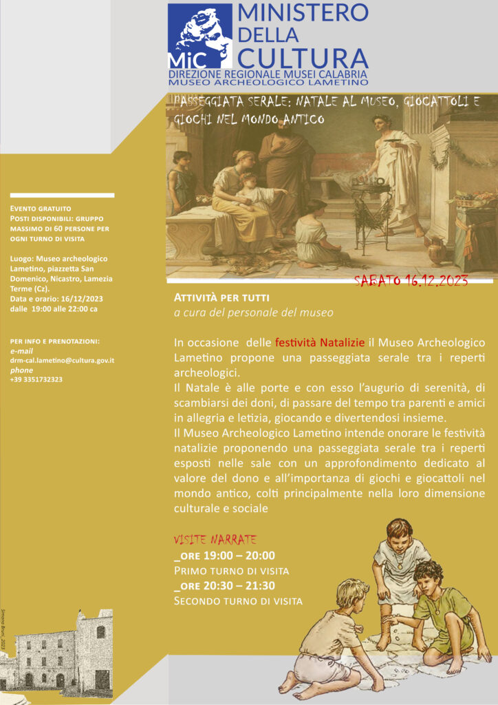 Locandina 16 121 - Natale in galleria, tra i giochi del mondo antico e i reperti del Museo Archeologico Lametino - 21 Locandina 16 121 - Meraviglie di Calabria - 20