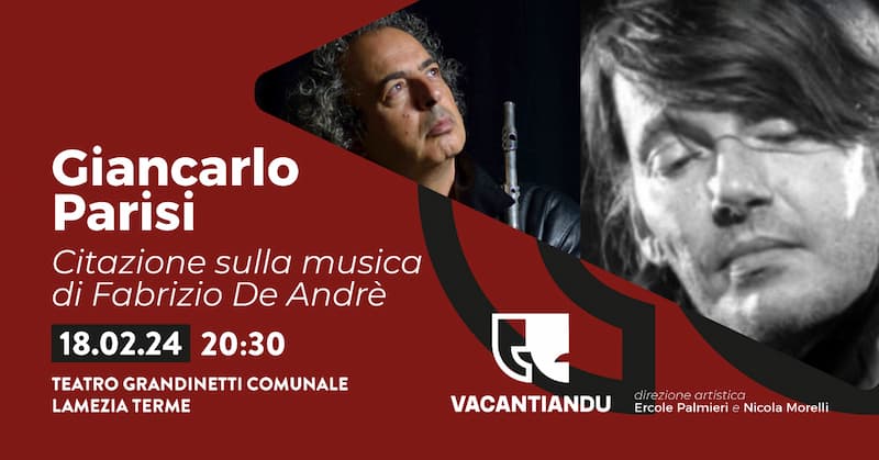 Citazione sulla musica di Fabrizio De Andre Giancarlo Parisi 18 Febbraio 2024 Teatro Grandinetti Lamezia Terme - Meraviglie di Calabria - 369