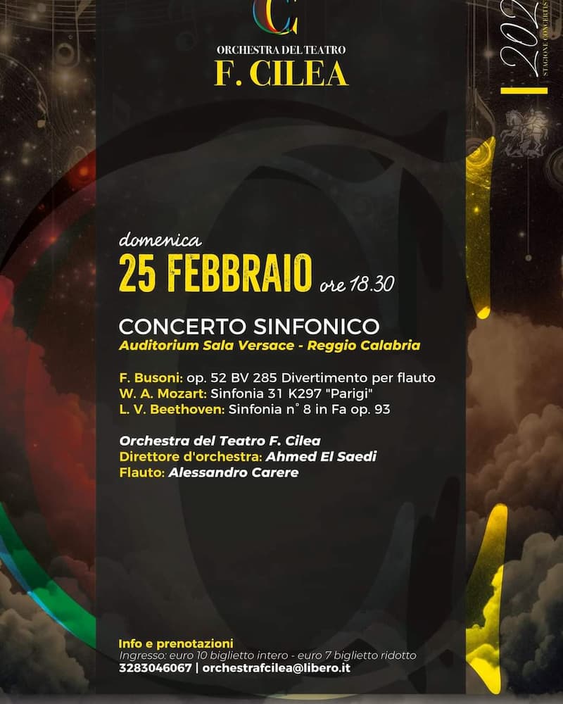 Concerto Sinfonico 25 Febbraio 2024 Auditorium Sala Versace Reggio Calabria - Gli appuntamenti del weekend in Calabria - 27 Concerto Sinfonico 25 Febbraio 2024 Auditorium Sala Versace Reggio Calabria - Meraviglie di Calabria - 26