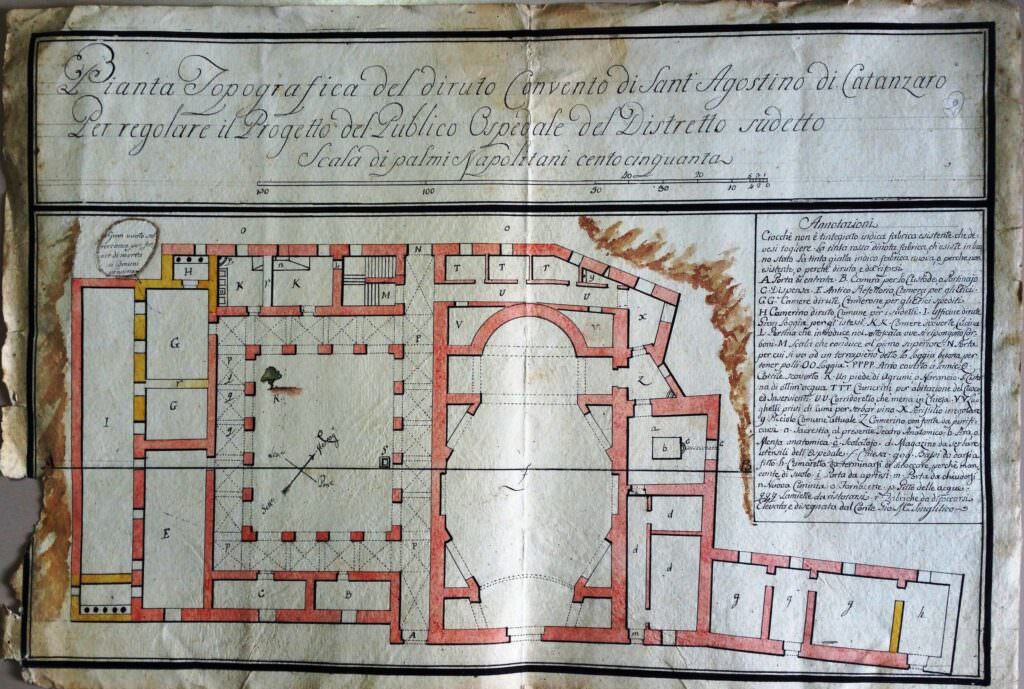 Intestazione Pianta piano terra del Convento di S. Agostino - Archivio di Stato di Catanzaro, una macchina del tempo per scrutare la storia calabrese - 11 Intestazione Pianta piano terra del Convento di S. Agostino - Meraviglie di Calabria - 10