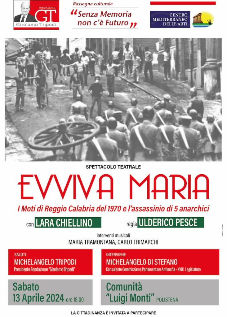 Spettacolo teatrale Evviva Maria con Lara Chiellino 13 Aprile 2024 Comunita Luigi Monti Polistena - Gli appuntamenti del weekend in Calabria - 5 Spettacolo teatrale Evviva Maria con Lara Chiellino 13 Aprile 2024 Comunita Luigi Monti Polistena - Meraviglie di Calabria - 4