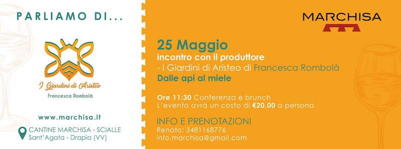 Parliamo di api e miele 25 Maggio 2024 Cantine Marchisa Scialle SantAgata Drapia - Gli appuntamenti del weekend in Calabria - 11 Parliamo di api e miele 25 Maggio 2024 Cantine Marchisa Scialle SantAgata Drapia - Meraviglie di Calabria - 10
