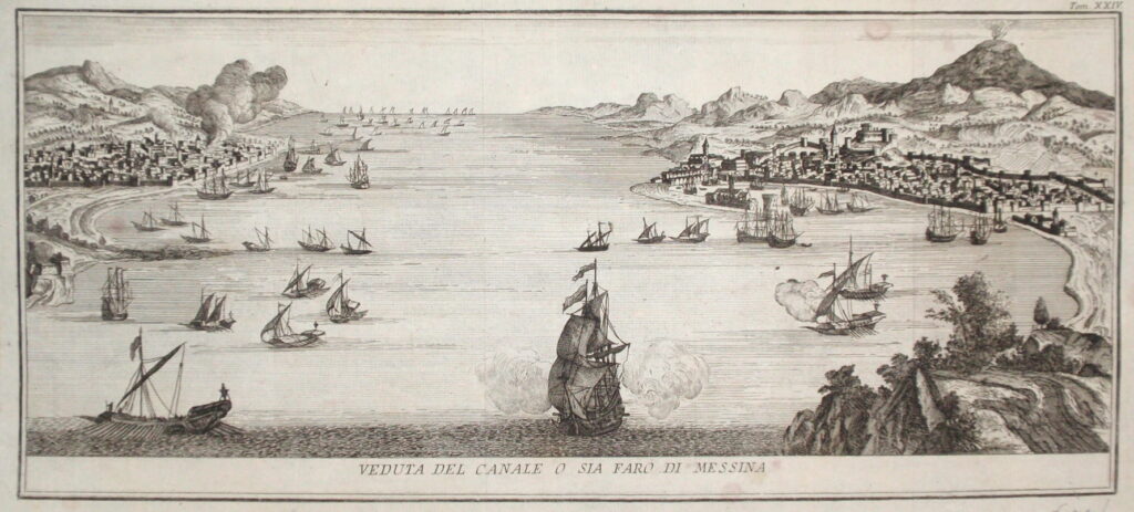 Th. Salmon Veduta del canale o sia faro di Messina 1750 ca.1 - Pesca tradizionale dello Stretto, il presidio Slow Food per rilanciare le tecniche identitarie - 5 Th. Salmon Veduta del canale o sia faro di Messina 1750 ca.1 - Meraviglie di Calabria - 4