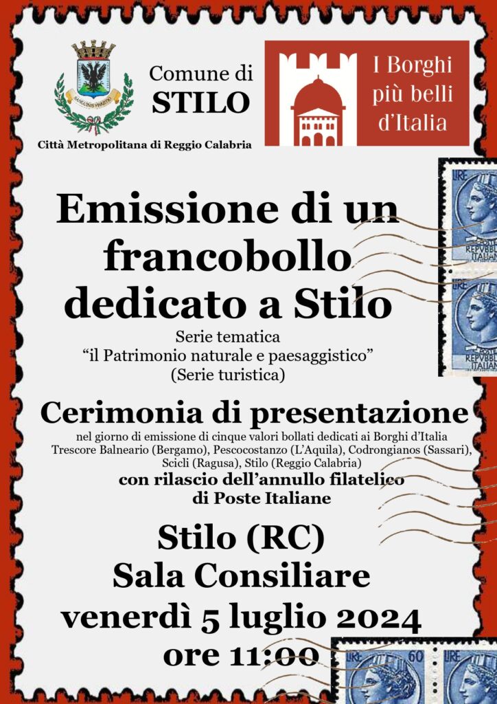 Locandina Emissione Francobollo Ross page 0001 - Nuovo francobollo dedicato a Stilo per la serie "Il Patrimonio naturale e paesaggistico" - 3 Locandina Emissione Francobollo Ross page 0001 - Meraviglie di Calabria - 2