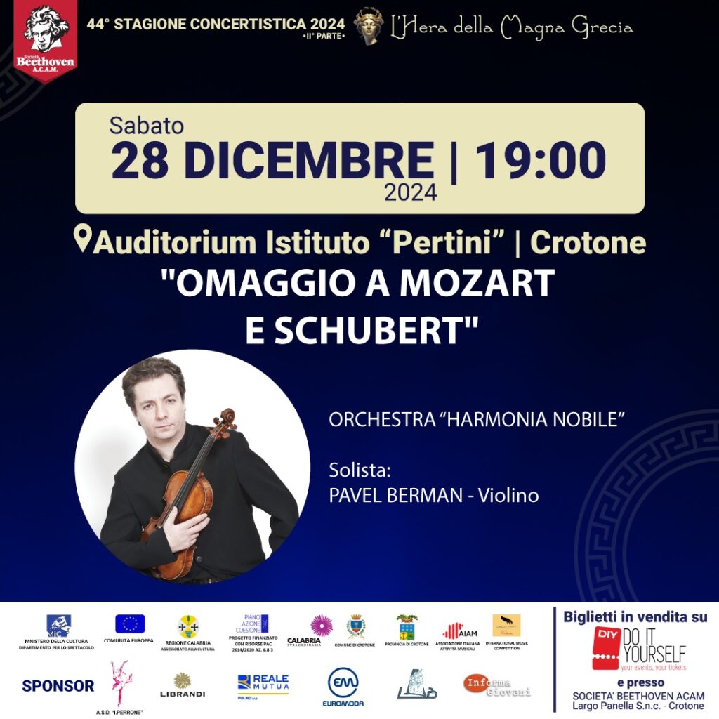 Locandina evento Pavel Berman - Stasera a Crotone il concerto del grande violinista Pavel Berman - 5 Locandina evento Pavel Berman - Meraviglie di Calabria - 4