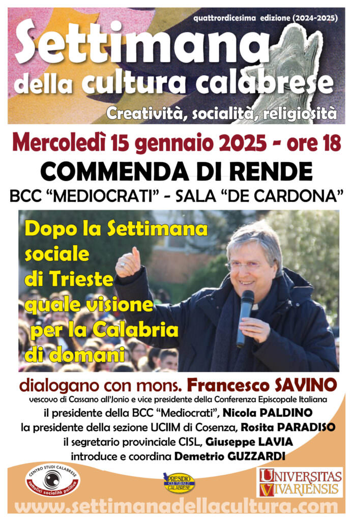 Locandina incontro con mons. SAVINO - Creatività, socialità e religiosità per la Settimana della cultura calabrese - 3 Locandina incontro con mons. SAVINO - Meraviglie di Calabria - 2