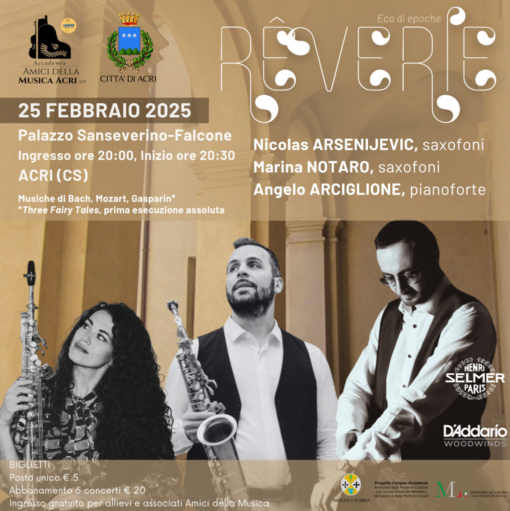 locandina NICOLAS ARSENIJEVIC - Acri, concerto internazionale con il saxofono di Nicolas Arsenijevic - 3 locandina NICOLAS ARSENIJEVIC - Meraviglie di Calabria - 2