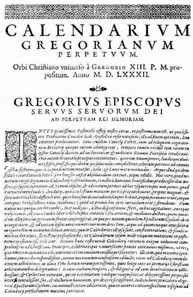 la bolla papale inter gravissimas promulgata da gregorio xiii nel febbraio 1582 per annunciare il cambio di calendario - La festa per Luigi Lilio, il genio calabrese che ha regolato il tempo - 3 la bolla papale inter gravissimas promulgata da gregorio xiii nel febbraio 1582 per annunciare il cambio di calendario - Meraviglie di Calabria - 2