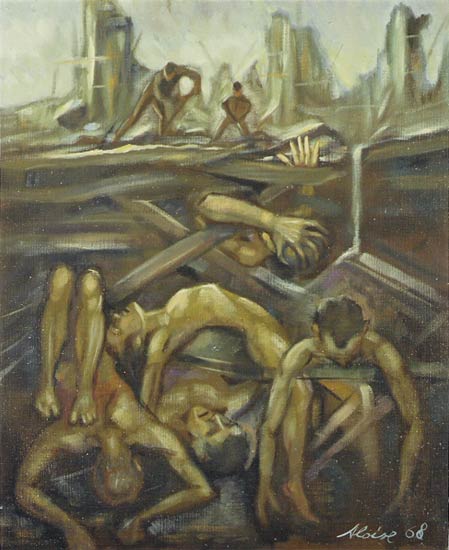 Guido Aloise Gibellina Olio su tela 1968 - Guido Aloise, Cosenza celebra il centenario del Maestro della pittura - 7 Guido Aloise Gibellina Olio su tela 1968 - Meraviglie di Calabria - 6