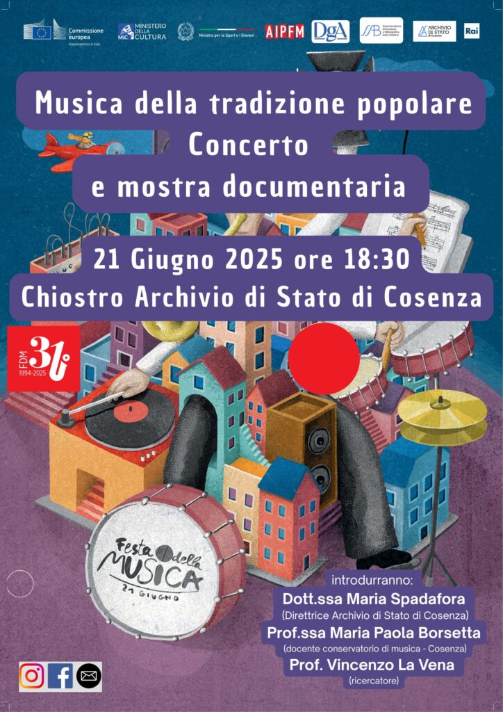locandina festa musica 2025 - Archivio di Cosenza, un concerto e una mostra per la Festa della Musica - 3 locandina festa musica 2025 - Meraviglie di Calabria - 2