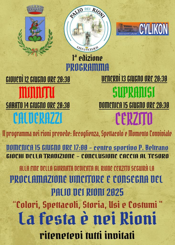 locandina palio dei rioni celico - Celico, quattro super squadre si sfidano nel primo Palio dei Rioni - 7 locandina palio dei rioni celico - Meraviglie di Calabria - 6