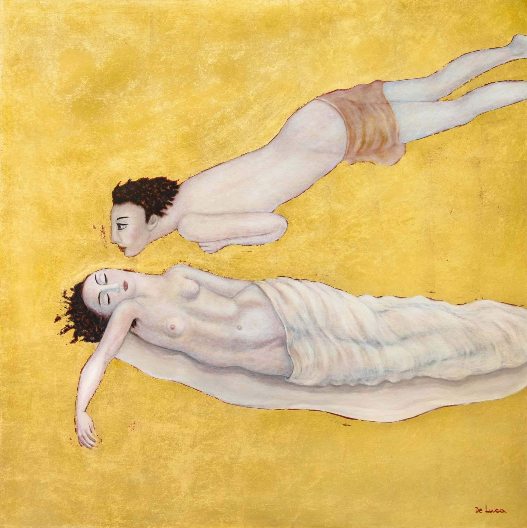 Pittura Elio De Luca Alzati amica mia e vieni olio e foglia doro su tela cm. 150x150 2017 - “Tempo sospeso”, la mostra di Elio De Luca al MACA di Acri - 5 Pittura Elio De Luca Alzati amica mia e vieni olio e foglia doro su tela cm. 150x150 2017 - Meraviglie di Calabria - 4