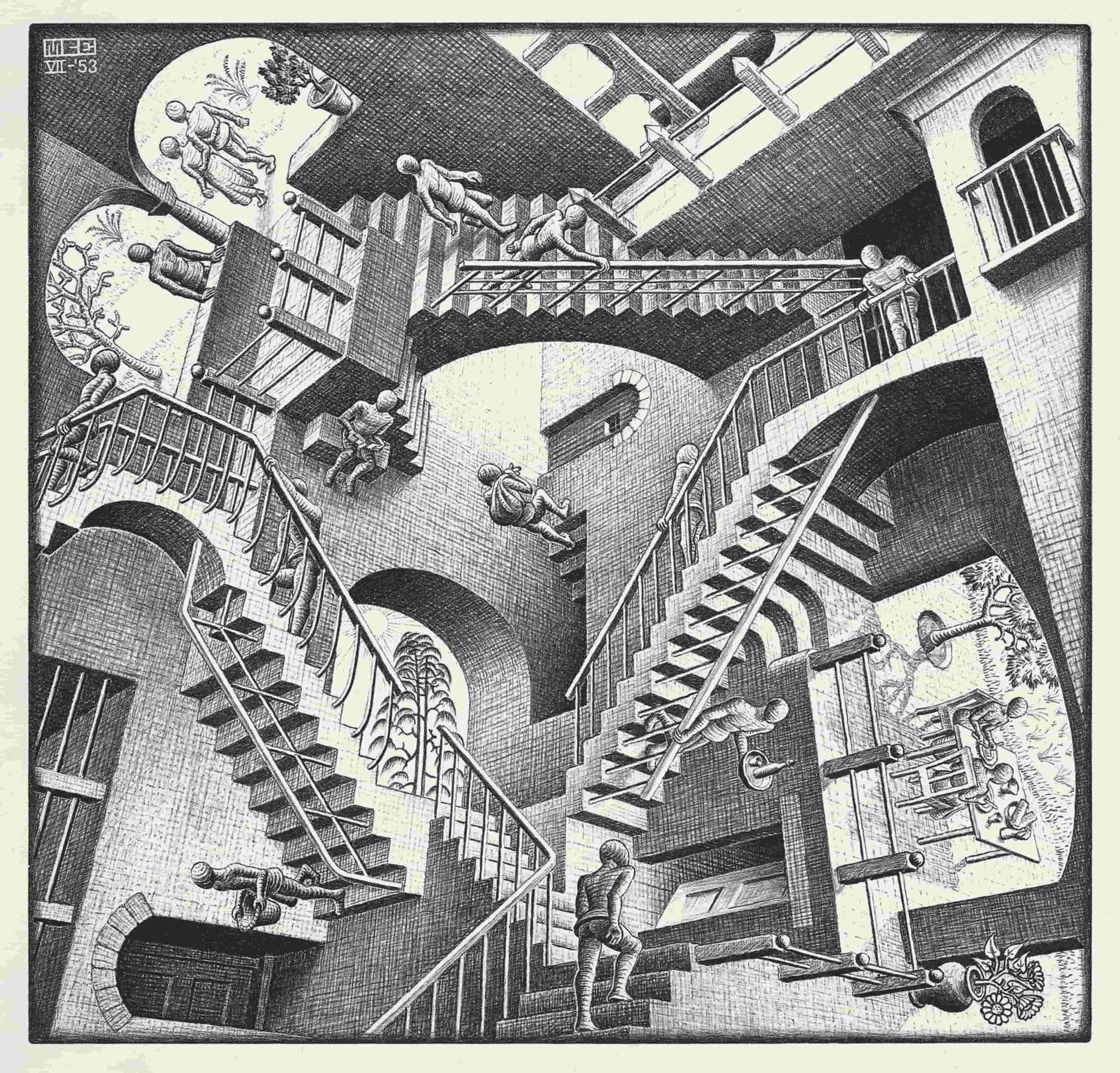 Escher 01 Relativita scaled - Reggio, al Palazzo della Cultura la mostra dei mondi capovolti di Escher - 7 Escher 01 Relativita scaled - Meraviglie di Calabria - 6