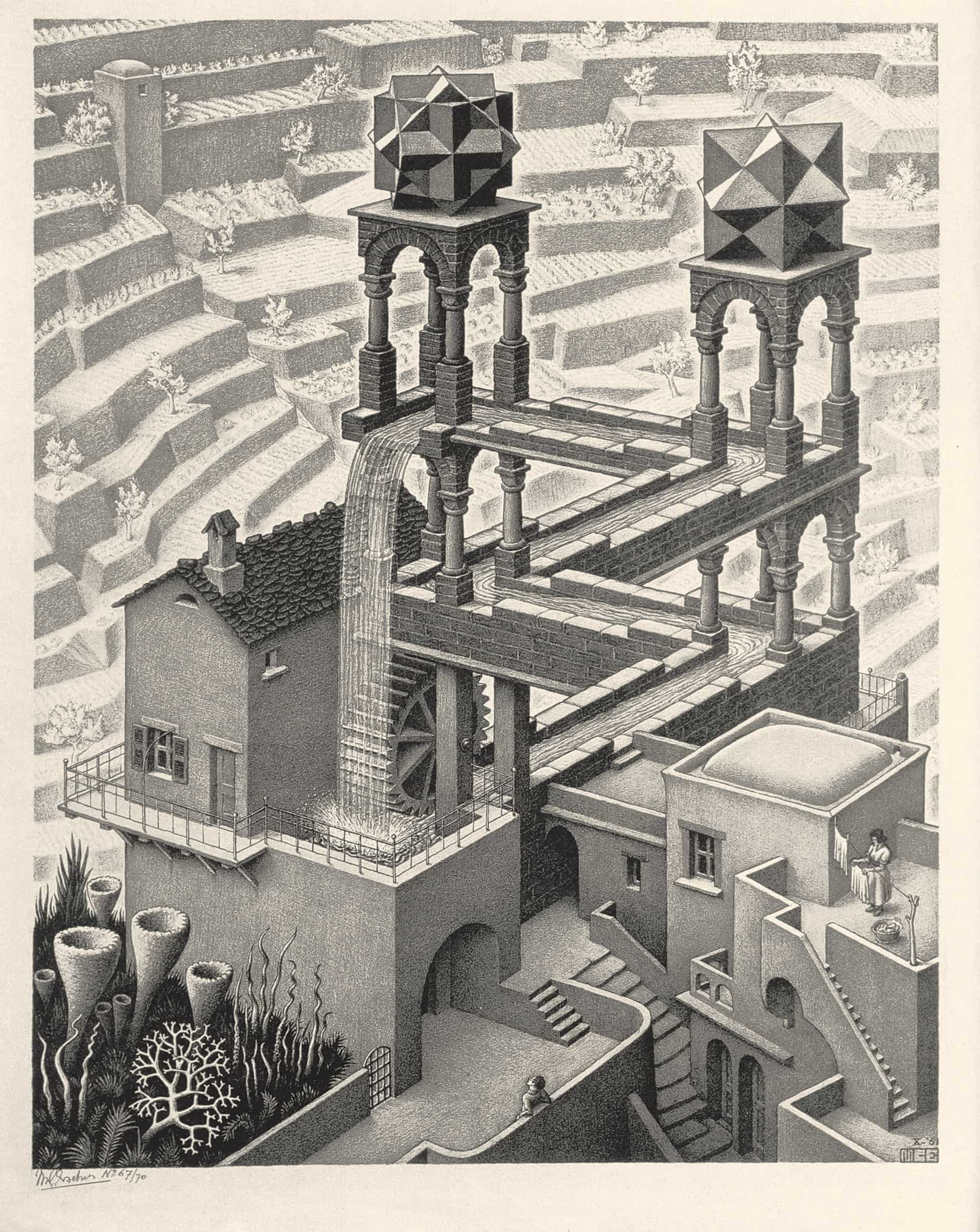 Escher 02 Cascata - Reggio, al Palazzo della Cultura la mostra dei mondi capovolti di Escher - 5 Escher 02 Cascata - Meraviglie di Calabria - 4