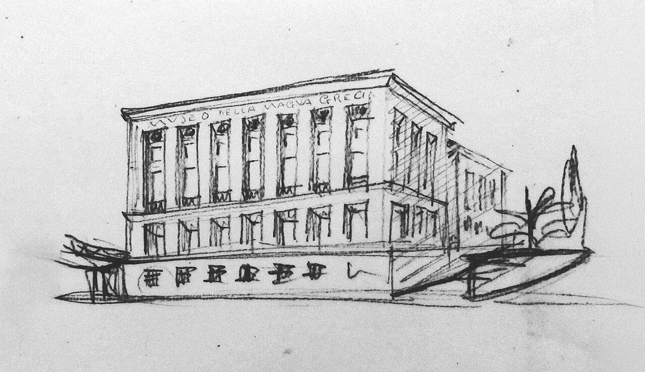 Schizzo preparatorio di Marcello Piacentini per la progettazione del Museo nazionale della Magna Grecia di Reggio Calabria - Meraviglie di Calabria - 6