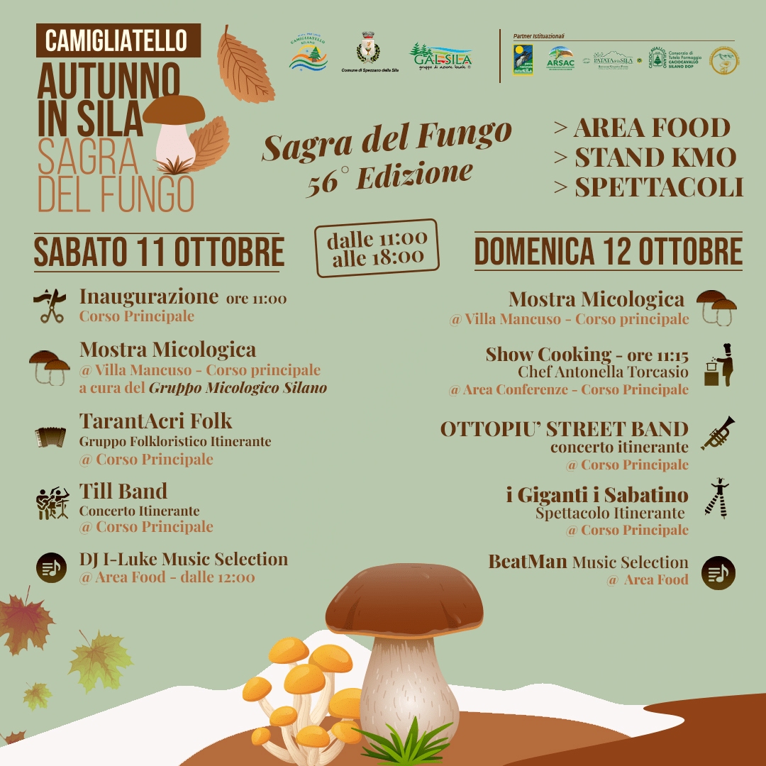 POST programma 11 e 12 Ottobre - Sagra del Fungo di Camigliatello Silano, parte domani la 56ª edizione - 3 POST programma 11 e 12 Ottobre - Meraviglie di Calabria - 2