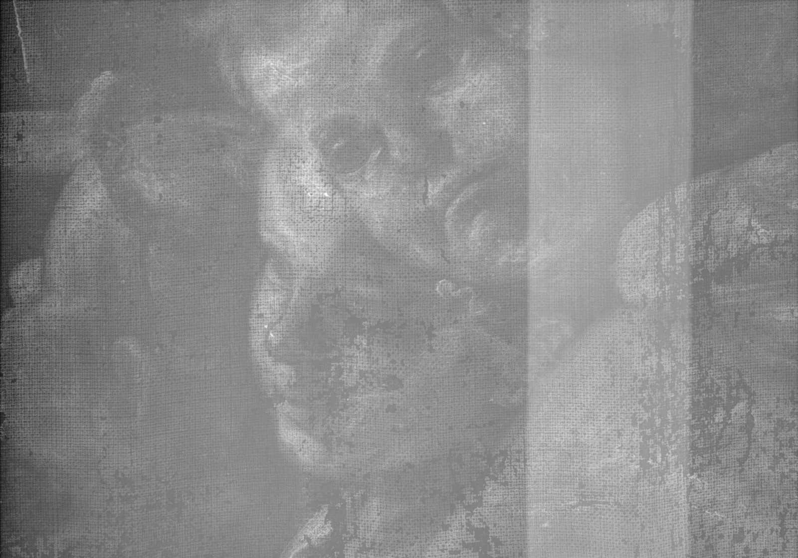 mattia preti Prima del restauro particolare radiografico dei fanciulli lungo il margine inferiore della scena che mostra un terzo volto occultato nella versione finale - Meraviglie di Calabria - 10