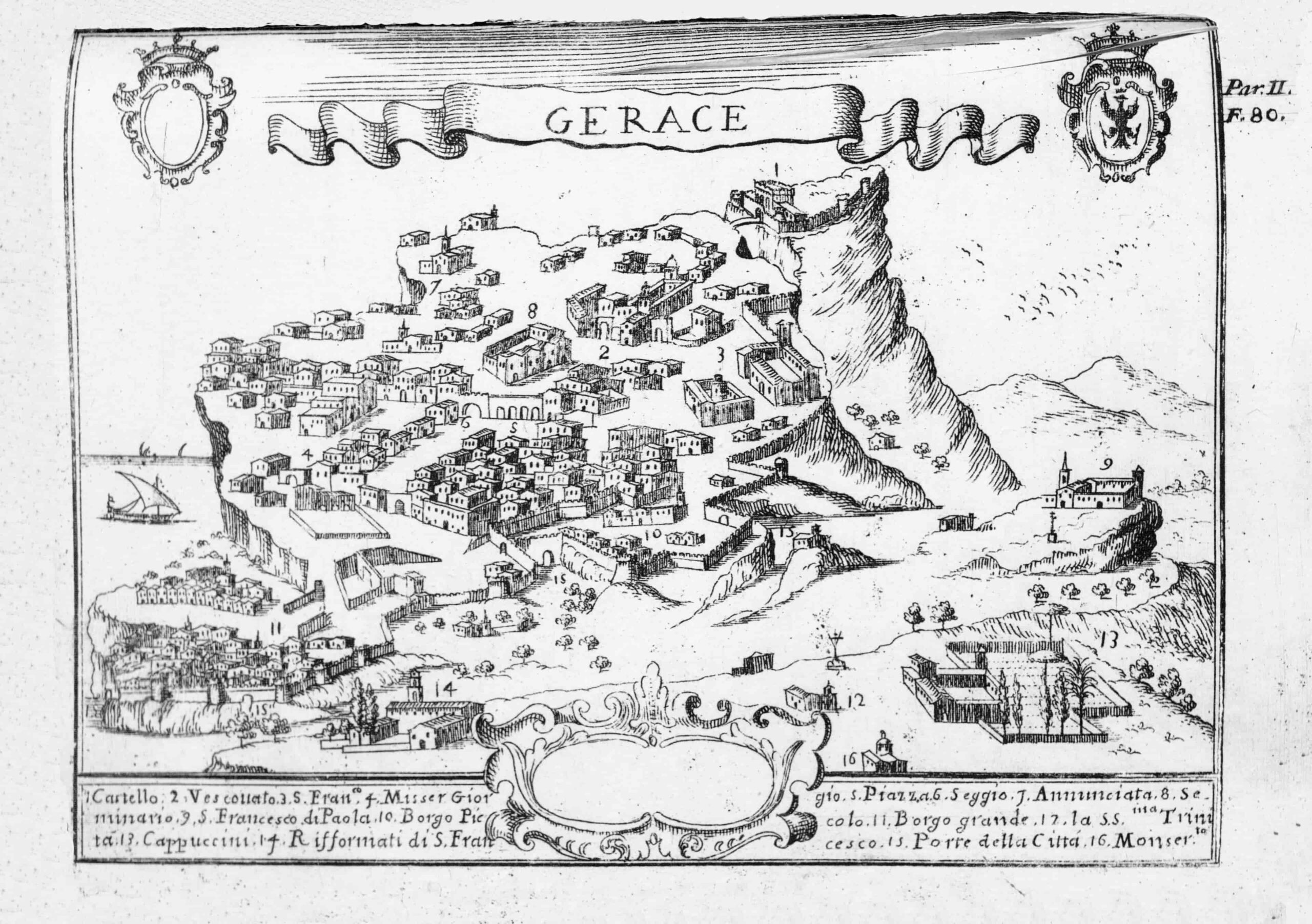 Gerace Giovan Battista Pacichelli dal volume Il Regno di Napoli in prospettiva 1703 scaled - Ceramiche di Gerace, a Napoli il racconto della maiolica secentesca - 3 Gerace Giovan Battista Pacichelli dal volume Il Regno di Napoli in prospettiva 1703 scaled - Meraviglie di Calabria - 2