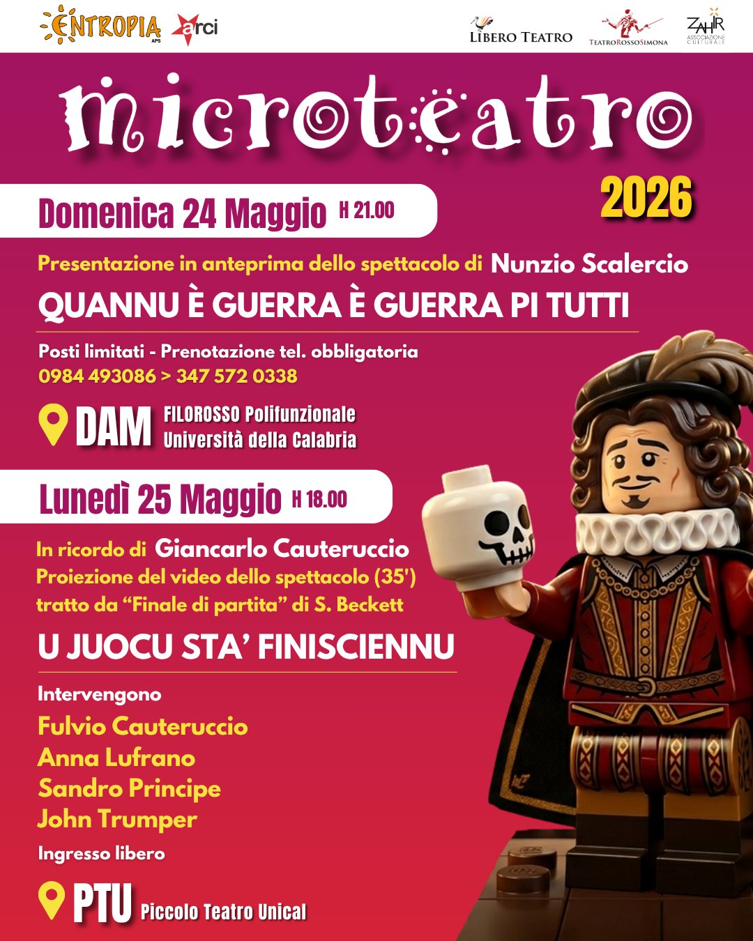 locandina microteatro 2026 - Torna Microteatro all'Unical, omaggio a Giancarlo Cauteruccio - 3 locandina microteatro 2026 - Meraviglie di Calabria - 2