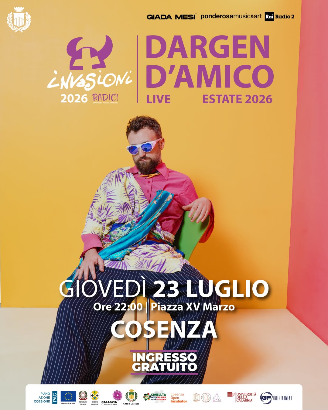 Dargen DAmico - Invasioni 2026, Avitabile e Brancale a Cosenza nel segno delle radici - 5 Dargen DAmico - Meraviglie di Calabria - 4