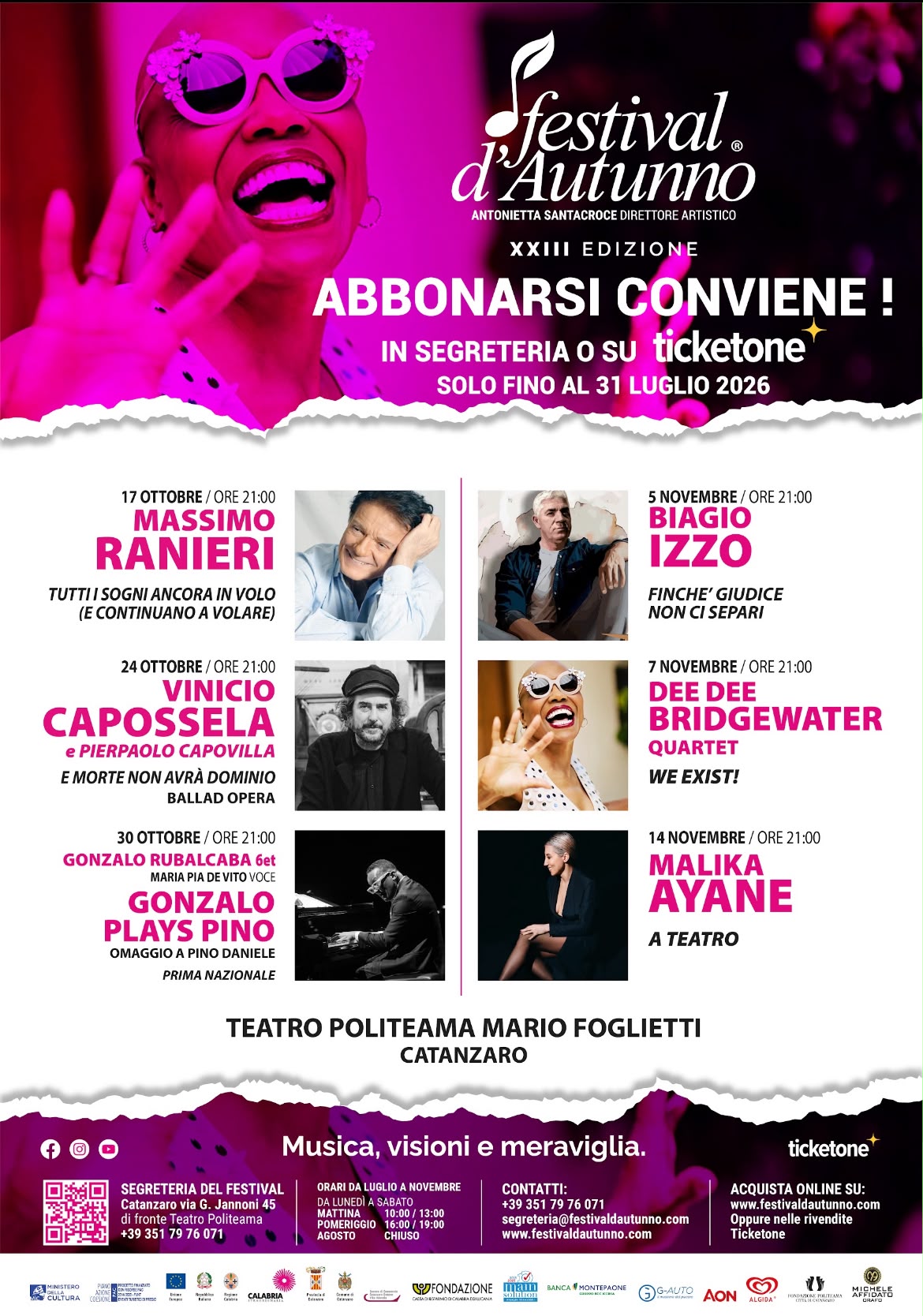 Locandina - Festival d'Autunno, da Ranieri a Capossela i big della XXIII edizione - 5 Locandina - Meraviglie di Calabria - 4