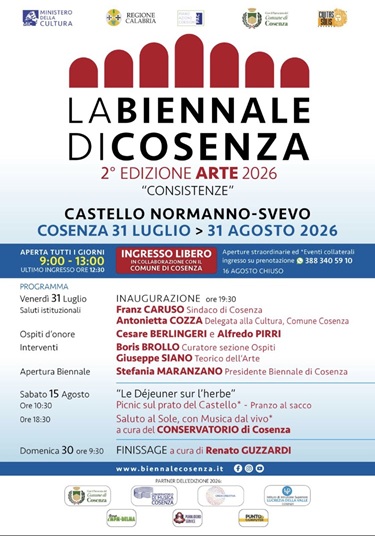 locandina Biennale di Cosenza - Biennale di Cosenza, inaugurazione con Berlingeri e Pirri ospiti d'onore - 9 locandina Biennale di Cosenza - Meraviglie di Calabria - 8