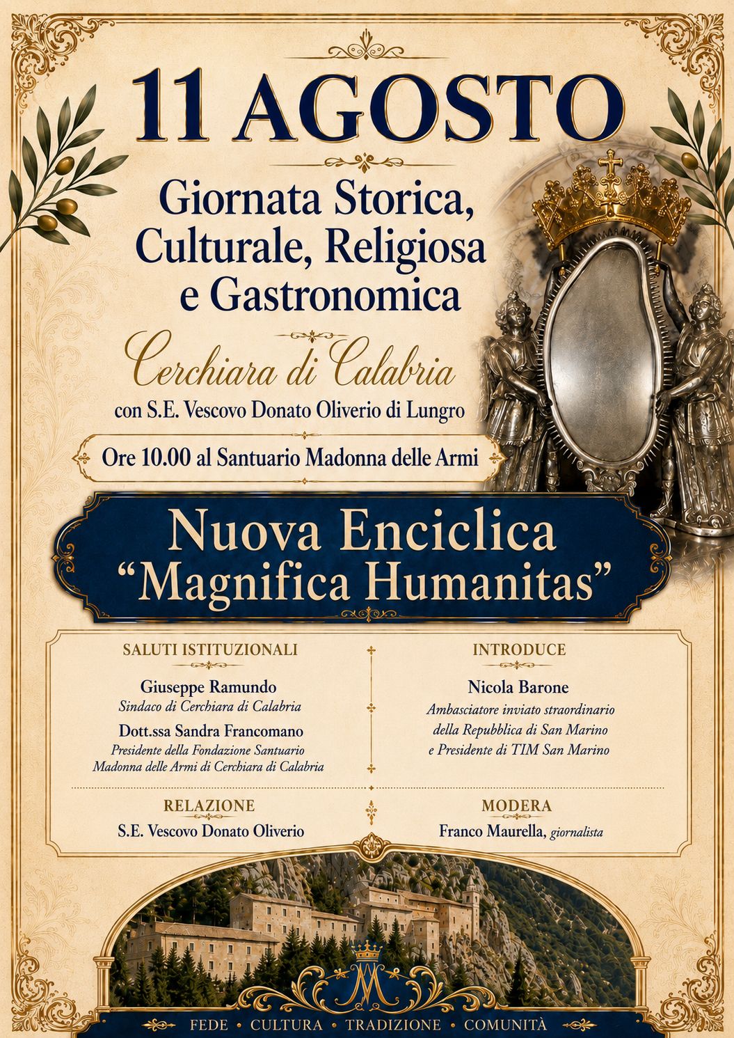 locandina evento Santuario Madonna delle Armi - Cerchiara, alla Madonna delle Armi la messa dell'Eparca di Lungro - 3 locandina evento Santuario Madonna delle Armi - Meraviglie di Calabria - 2