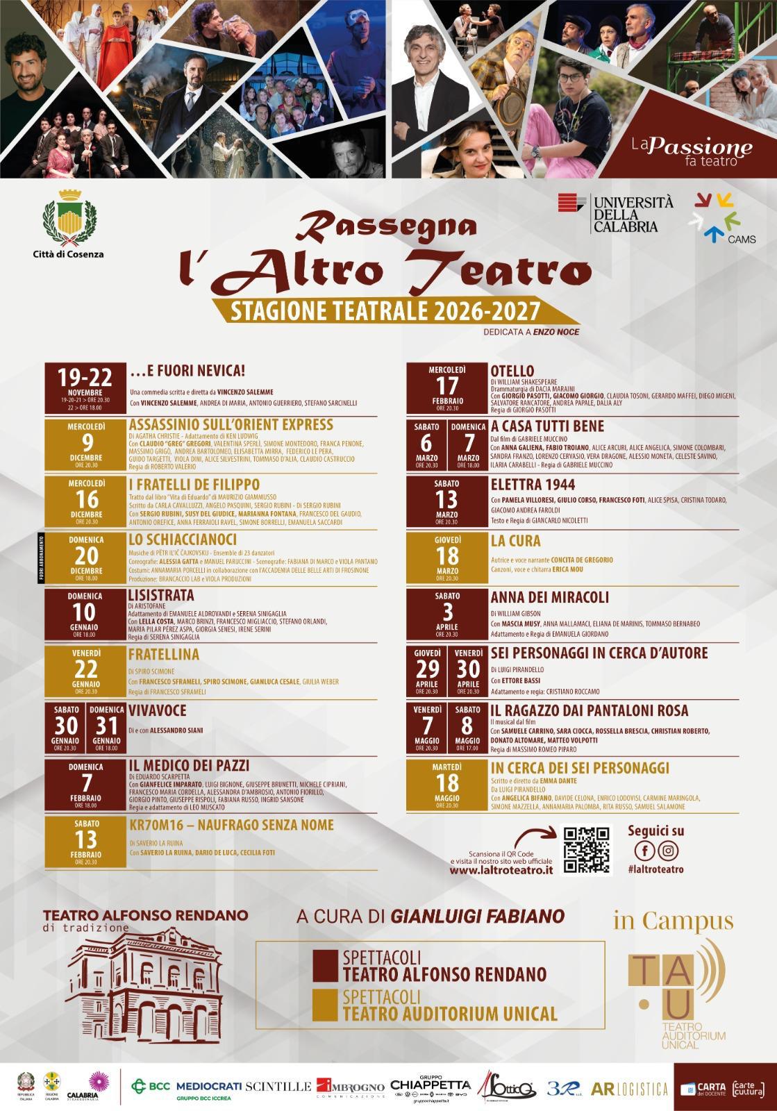 cartellone laltro teatro - Da Salemme a Muccino. Cosenza, la nuova stagione della “Rassegna L’Altro Teatro” - IL PROGRAMMA - 3 cartellone laltro teatro - Meraviglie di Calabria - 2