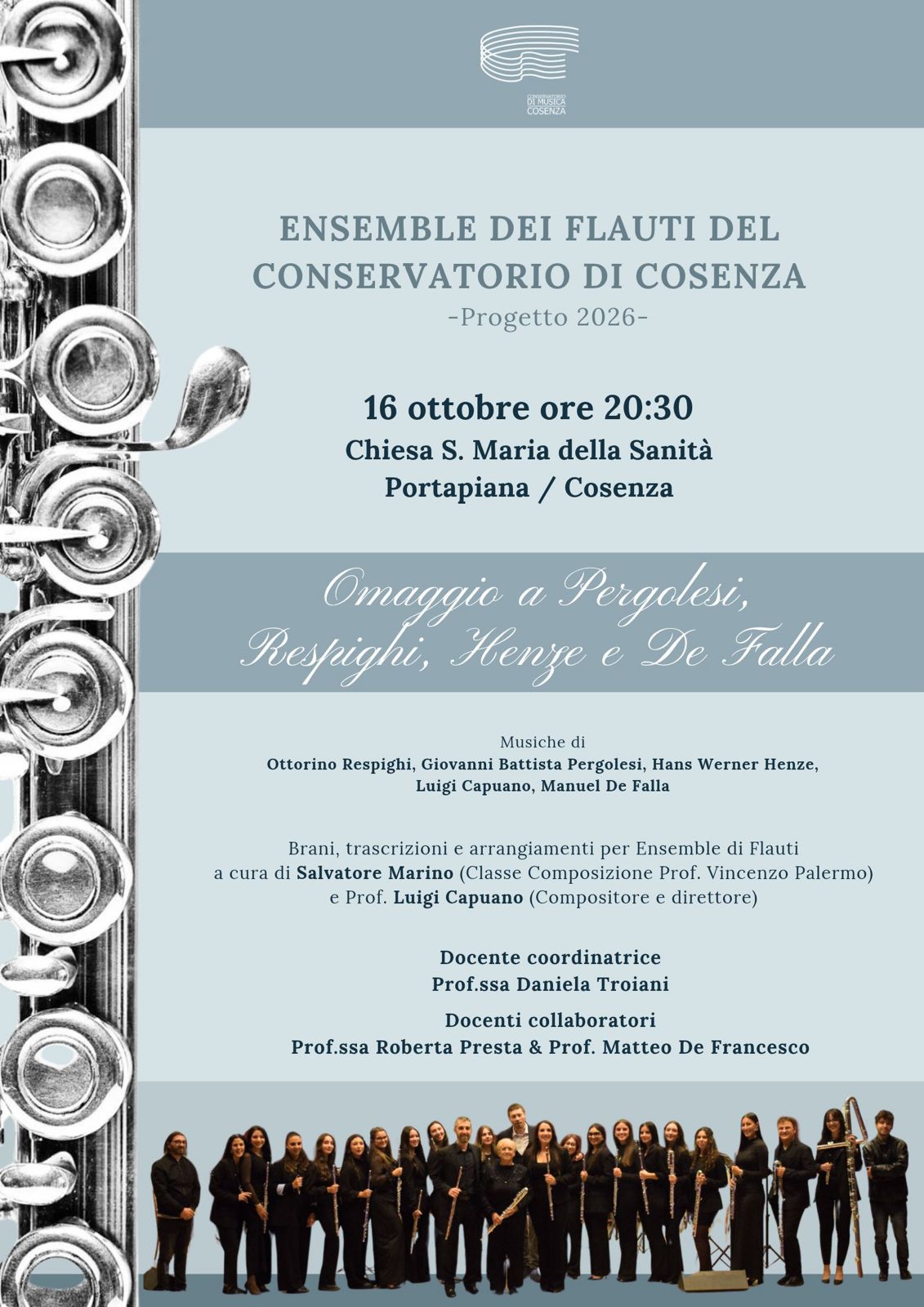 locandina concerto Ensemble Flauti 16 ottobre - Ensemble di flauti del Conservatorio di Cosenza il 16 e 17 ottobre - 3 locandina concerto Ensemble Flauti 16 ottobre - Meraviglie di Calabria - 2